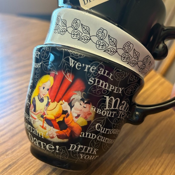 Disney Parks Mug Alice In Wonderland Coffee Mad Hatter Triple Stacked Tea Cup - Picture 2 of 9